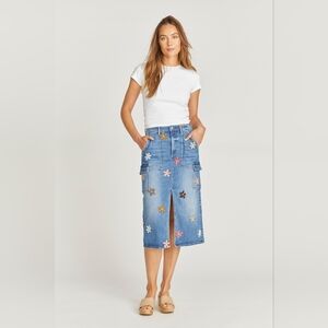 Driftwood Piper denim cargo embroidered skirt size 29